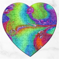 Modern Abstract Liquid Art Pattern Jigsaw Puzzle (heart) by GardenOfOphir