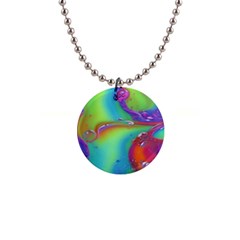 Modern Abstract Liquid Art Pattern 1  Button Necklace by GardenOfOphir