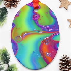 Modern Abstract Liquid Art Pattern Oval Ornament (two Sides) by GardenOfOphir