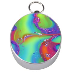 Modern Abstract Liquid Art Pattern Silver Compasses