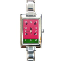 Watermelon Fruit Summer Red Fresh Food Healthy Rectangle Italian Charm Watch by Wegoenart