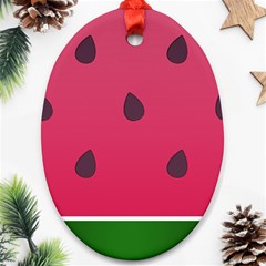 Watermelon Fruit Summer Red Fresh Food Healthy Ornament (oval) by Wegoenart