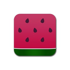 Watermelon Fruit Summer Red Fresh Food Healthy Rubber Coaster (square) by Wegoenart