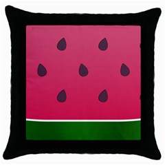 Watermelon Fruit Summer Red Fresh Food Healthy Throw Pillow Case (black) by Wegoenart