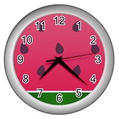 Watermelon Fruit Summer Red Fresh Food Healthy Wall Clock (silver) by Wegoenart