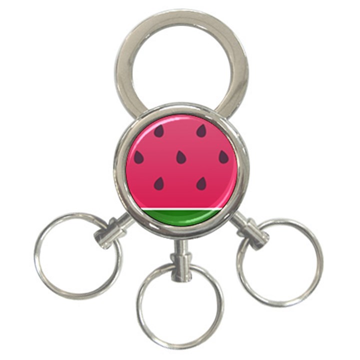 Watermelon Fruit Summer Red Fresh Food Healthy 3-Ring Key Chain