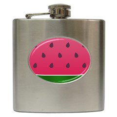 Watermelon Fruit Summer Red Fresh Food Healthy Hip Flask (6 Oz) by Wegoenart