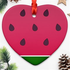 Watermelon Fruit Summer Red Fresh Food Healthy Heart Ornament (two Sides) by Wegoenart