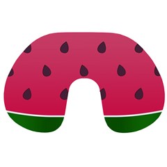 Watermelon Fruit Summer Red Fresh Food Healthy Travel Neck Pillow by Wegoenart