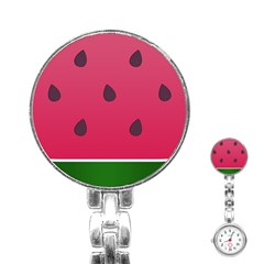 Watermelon Fruit Summer Red Fresh Food Healthy Stainless Steel Nurses Watch by Wegoenart