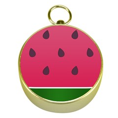 Watermelon Fruit Summer Red Fresh Food Healthy Gold Compasses by Wegoenart