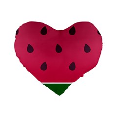 Watermelon Fruit Summer Red Fresh Food Healthy Standard 16  Premium Flano Heart Shape Cushions by Wegoenart