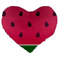 Watermelon Fruit Summer Red Fresh Food Healthy Large 19  Premium Flano Heart Shape Cushions by Wegoenart