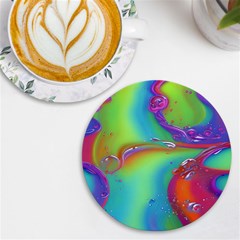 Modern Abstract Liquid Art Pattern Uv Print Round Tile Coaster by GardenOfOphir