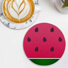 Watermelon Fruit Summer Red Fresh Food Healthy Uv Print Round Tile Coaster by Wegoenart