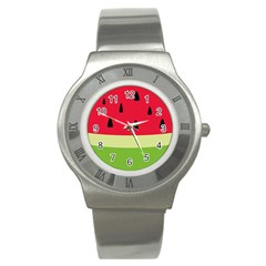 Watermelon Fruit Food Healthy Vitamins Nutrition Stainless Steel Watch by Wegoenart