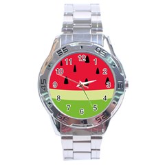 Watermelon Fruit Food Healthy Vitamins Nutrition Stainless Steel Analogue Watch by Wegoenart