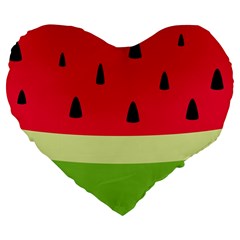 Watermelon Fruit Food Healthy Vitamins Nutrition Large 19  Premium Flano Heart Shape Cushions by Wegoenart