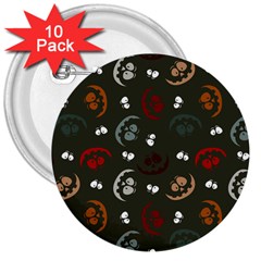 Art Halloween Pattern Creepy Design Digital Papers 3  Buttons (10 Pack)  by Wegoenart