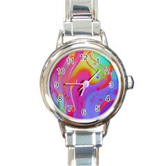 Beautiful Fluid Shapes In A Flowing Background Round Italian Charm Watch by GardenOfOphir