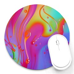 Beautiful Fluid Shapes In A Flowing Background Round Mousepad by GardenOfOphir