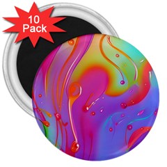 Beautiful Fluid Shapes In A Flowing Background 3  Magnets (10 Pack)  by GardenOfOphir