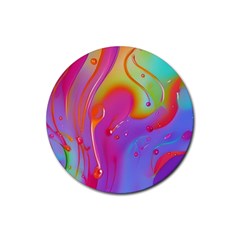 Beautiful Fluid Shapes In A Flowing Background Rubber Round Coaster (4 Pack) by GardenOfOphir