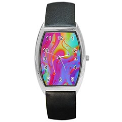 Beautiful Fluid Shapes In A Flowing Background Barrel Style Metal Watch by GardenOfOphir