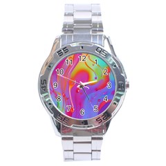 Beautiful Fluid Shapes In A Flowing Background Stainless Steel Analogue Watch by GardenOfOphir