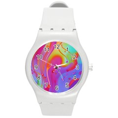 Beautiful Fluid Shapes In A Flowing Background Round Plastic Sport Watch (m) by GardenOfOphir