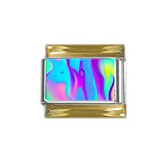 Colorful Abstract Fluid Art Pattern Gold Trim Italian Charm (9mm) by GardenOfOphir