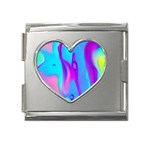 Colorful Abstract Fluid Art Pattern Mega Link Heart Italian Charm (18mm) Front