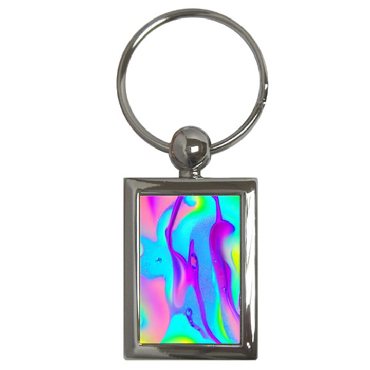 Colorful Abstract Fluid Art Pattern Key Chain (Rectangle)