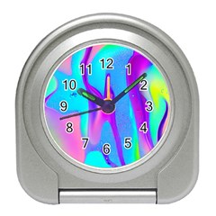 Colorful Abstract Fluid Art Pattern Travel Alarm Clock by GardenOfOphir