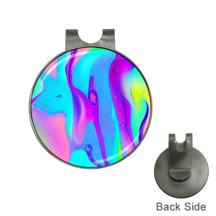 Colorful Abstract Fluid Art Pattern Hat Clips with Golf Markers