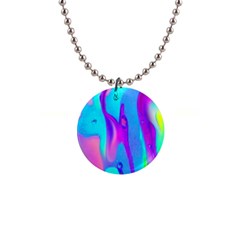 Colorful Abstract Fluid Art Pattern 1  Button Necklace by GardenOfOphir