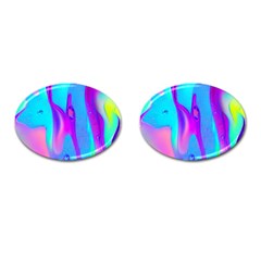 Colorful Abstract Fluid Art Pattern Cufflinks (oval) by GardenOfOphir