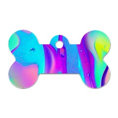 Colorful Abstract Fluid Art Pattern Dog Tag Bone (two Sides) by GardenOfOphir