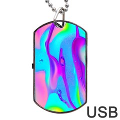 Colorful Abstract Fluid Art Pattern Dog Tag Usb Flash (one Side) by GardenOfOphir