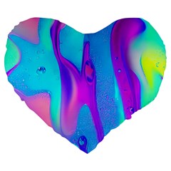 Colorful Abstract Fluid Art Pattern Large 19  Premium Heart Shape Cushions by GardenOfOphir