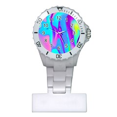 Colorful Abstract Fluid Art Pattern Plastic Nurses Watch by GardenOfOphir