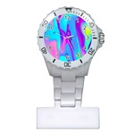 Colorful Abstract Fluid Art Pattern Plastic Nurses Watch Front