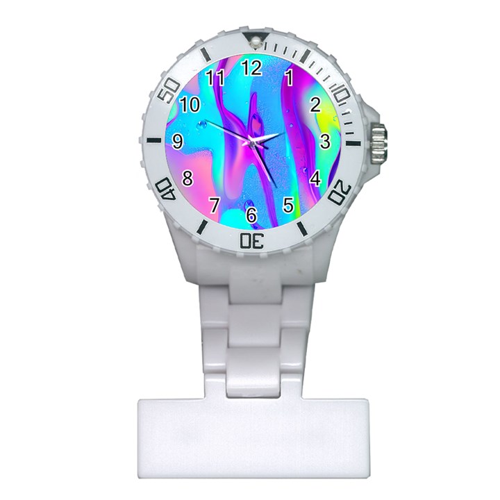 Colorful Abstract Fluid Art Pattern Plastic Nurses Watch