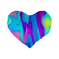 Colorful Abstract Fluid Art Pattern Standard 16  Premium Flano Heart Shape Cushions by GardenOfOphir