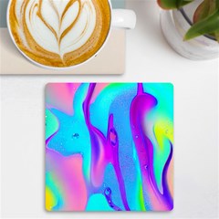 Colorful Abstract Fluid Art Pattern Uv Print Square Tile Coaster  by GardenOfOphir