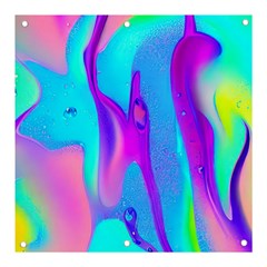 Colorful Abstract Fluid Art Pattern Banner And Sign 3  X 3  by GardenOfOphir