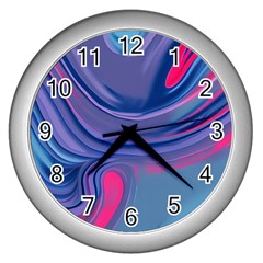 Liquid Art Pattern - Fluid Art Wall Clock (silver) by GardenOfOphir