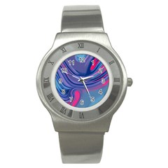 Liquid Art Pattern - Fluid Art Stainless Steel Watch by GardenOfOphir