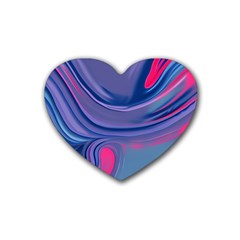 Liquid Art Pattern - Fluid Art Rubber Coaster (heart) by GardenOfOphir