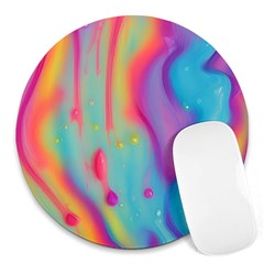 Liquid Art Pattern - Marble Art Round Mousepad by GardenOfOphir